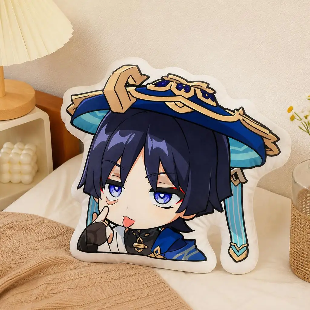 Genshin Impact Wanderer Scaramouche Anime Game Plush Pillow Cushion Irregular Stuffed Throw Pillow Home Decor Gift Sofa Bed