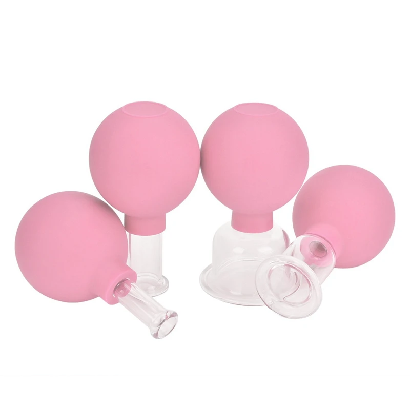 2Pcs Vacuum Cupping Cups Set Rubber Head Glass Anti Cellulite Massage Chinese Therapy Face Cupping Set Facial Rejuva Cup