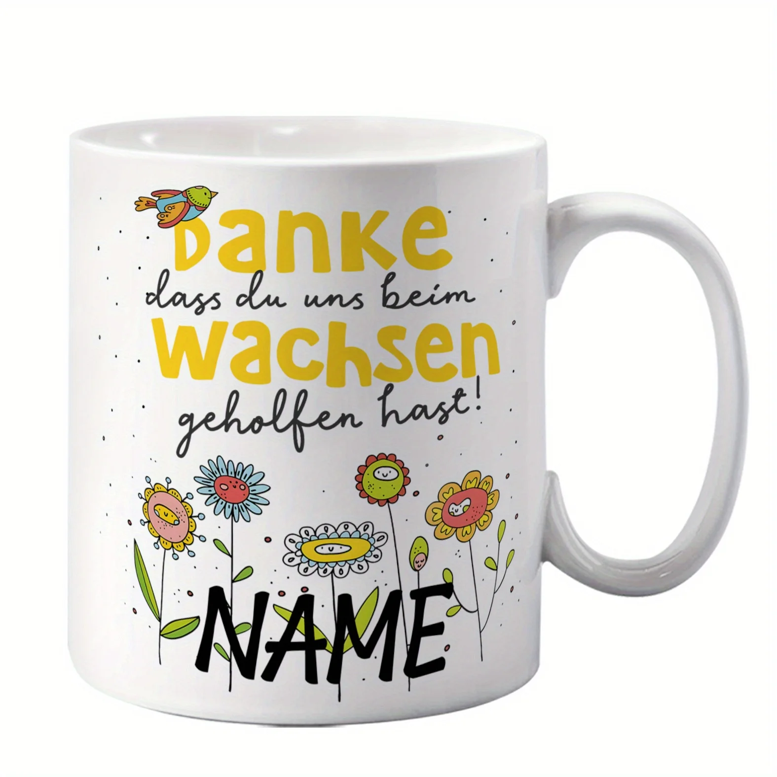 Name Custom Mug Ceramic Cup Fun Gift, Microwave Safe, Holiday Present, Mug Thank You for Helping Us Grow Gift Educator