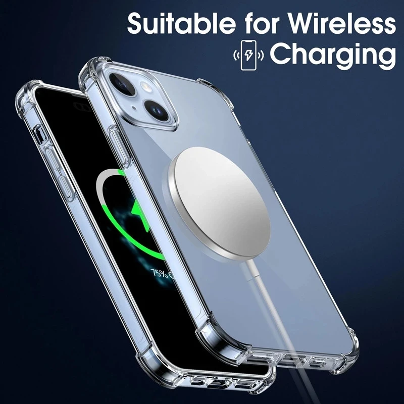 Funda de teléfono transparente de silicona a prueba de golpes para iPhone, cubierta trasera de protección gruesa para iPhone 14, 13, 12, 11 Pro Max,