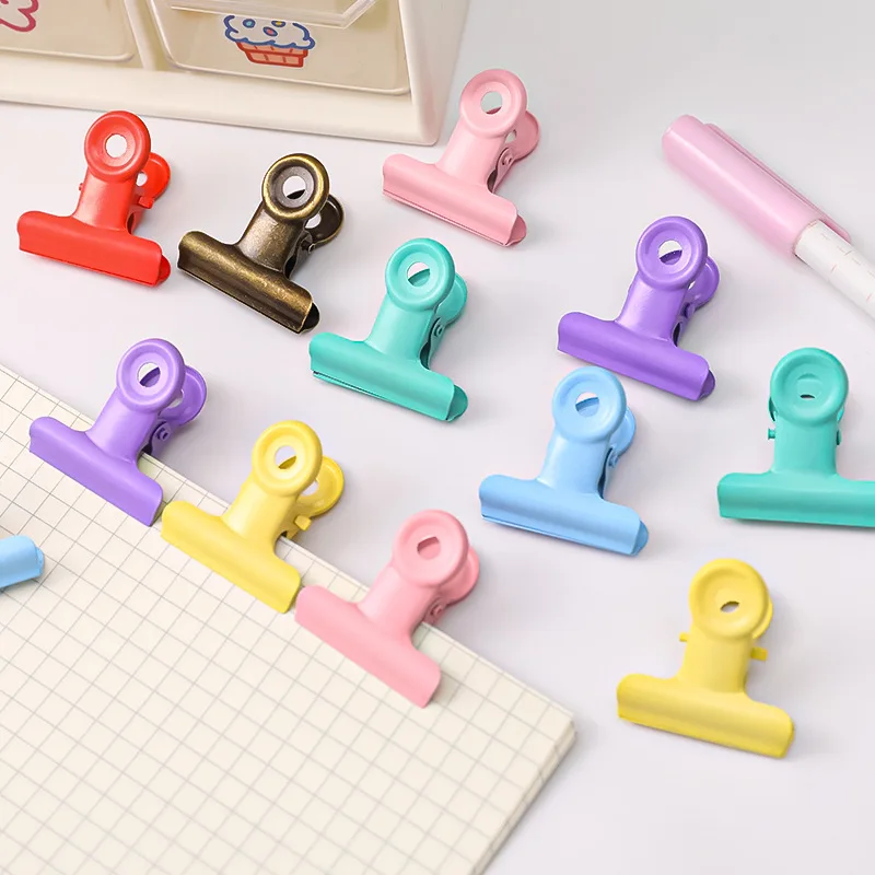 2 Pc Metal Binder Clips Multicolor  Folder Notes Photo Letter Paper Clip Clamp School Office Stationery for Kids Student Prize