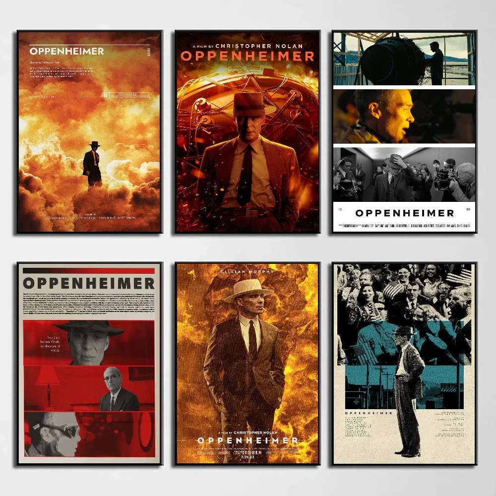 1pc 2023 Biography Movie Oppenheimer Film Poster Self-adhesive Art Waterproof Paper Sticker Coffee House Bar Room Wall Decor