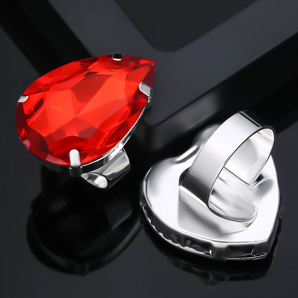 7pcs Crystal Rings Set Exaggerate Large Open Ring Hand Jewelry Set Fashion Rhinestone Finger Accessories Wedding Party Banquet