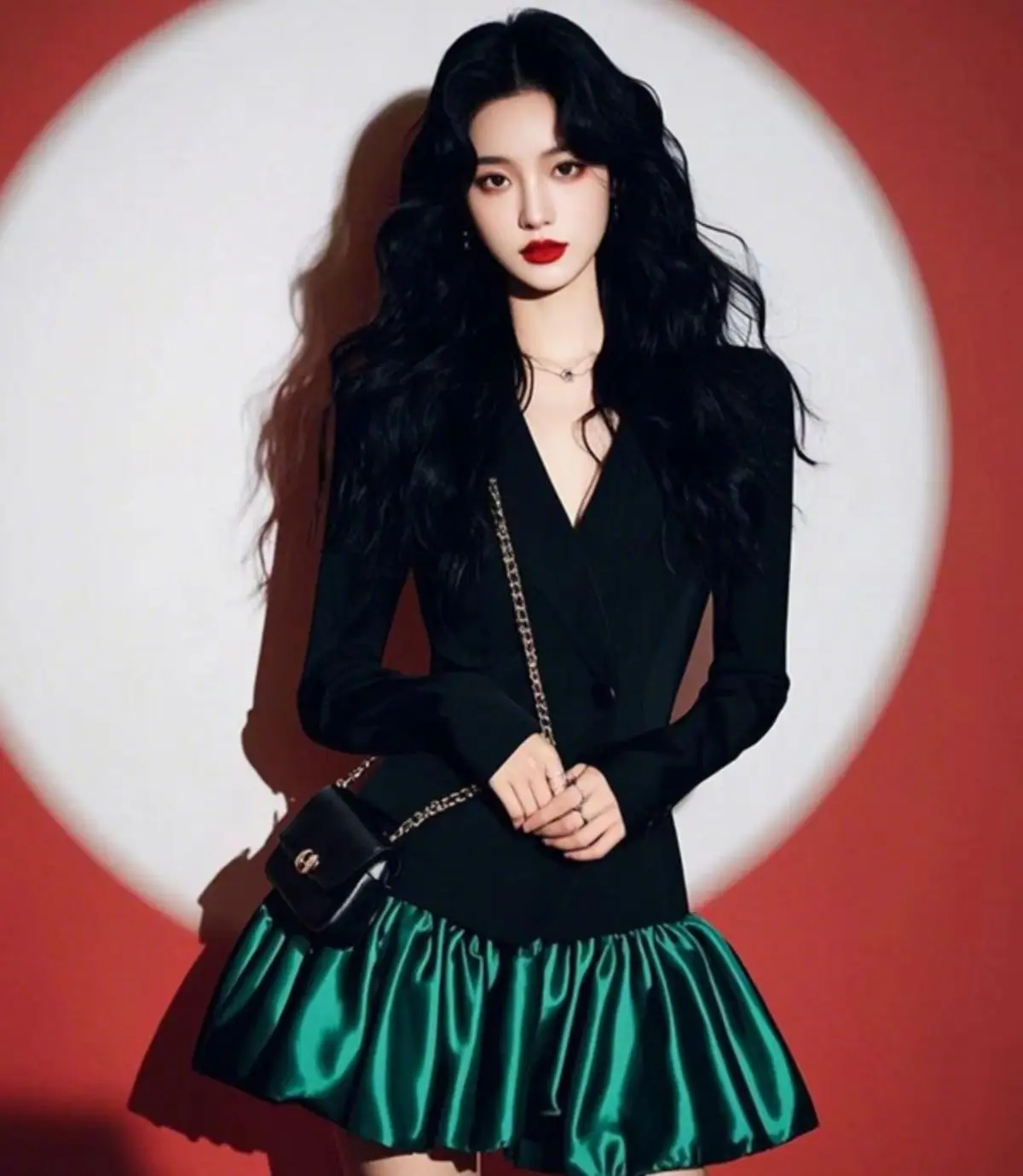 

Advanced Black Patchwork Satin Dress For Women In Autumn And Winter, Unique And Chic Design, Elegant Mini Dress