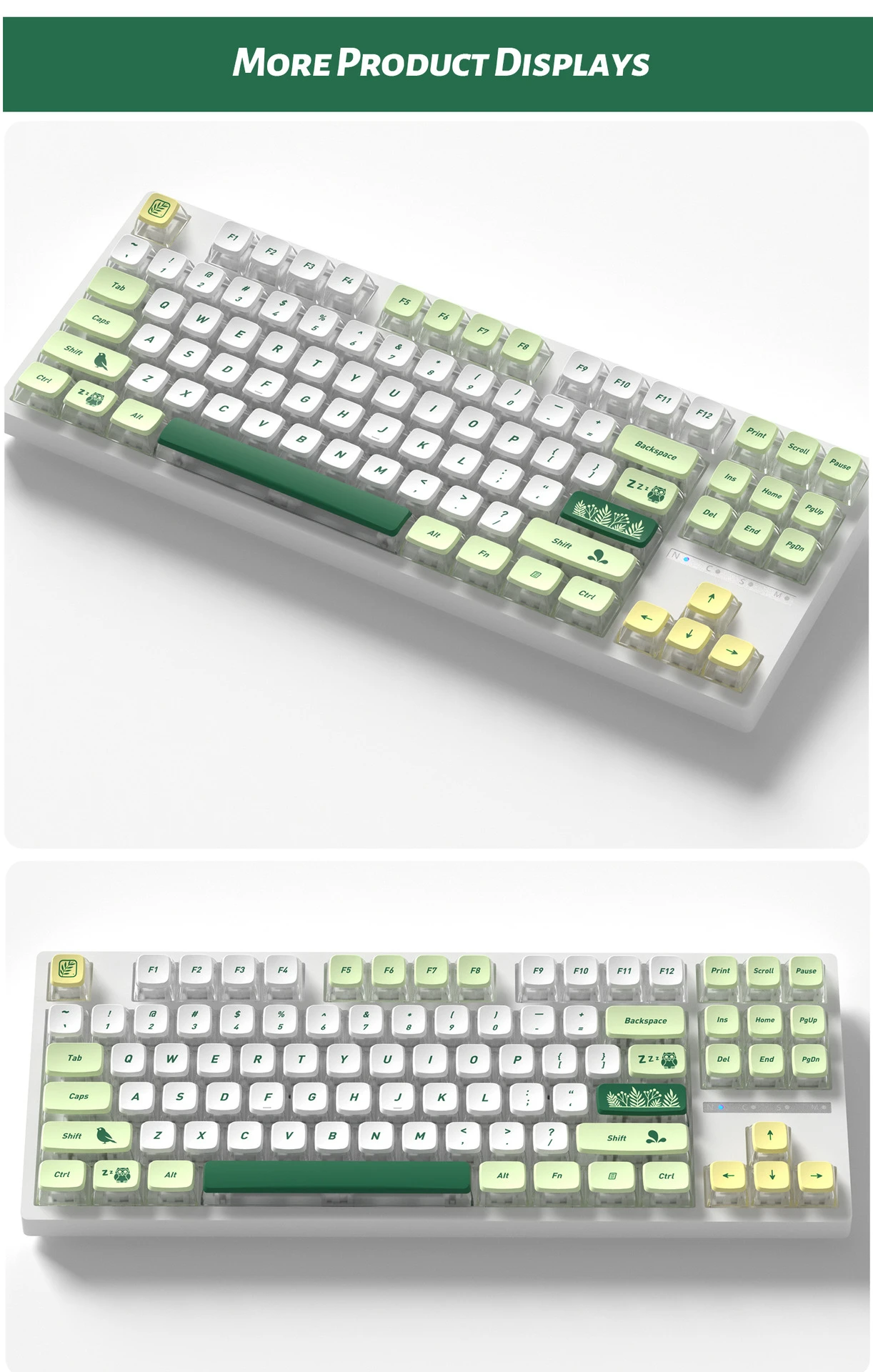 Botanical Garden Four-Sided Backlight Keycaps 132 Keys PBT+PC Material CBSA Profile For MX Switch Mechanical Keyboard Keycaps 4