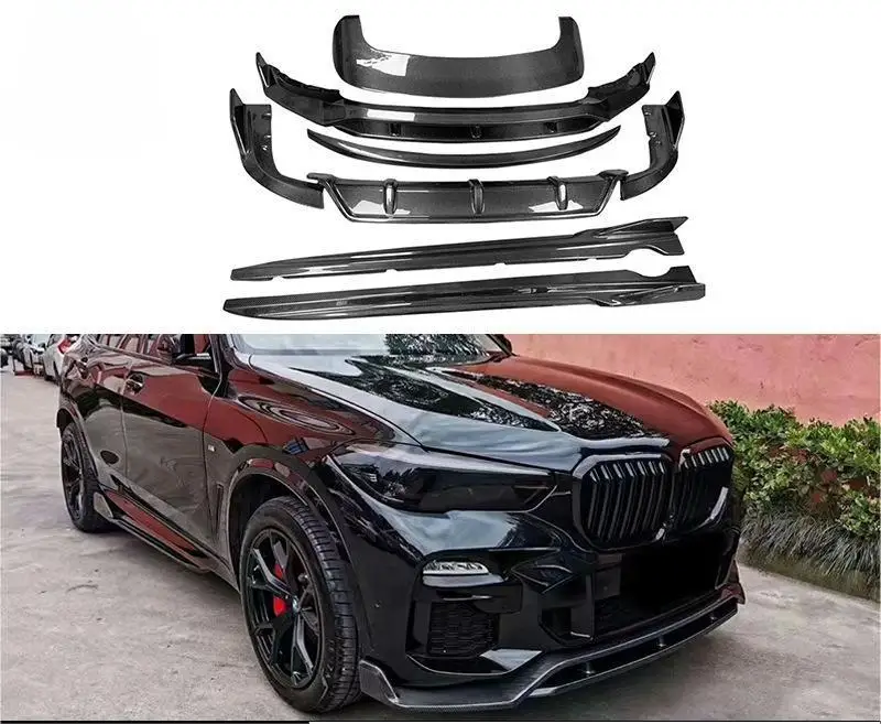 Wet Carbon Fiber Body Kits Front Bumper Lip Spoiler Rear Lip Side Skirt Body Kit AC Style Fits For BMW X5 G05 2019