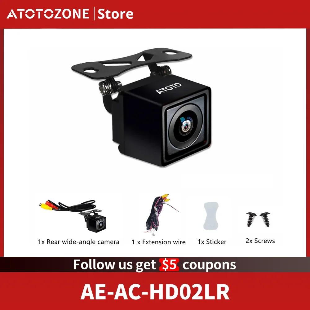 

HD02LR 720P Live Rear view Camera 150° Backup Parking Assist Camera NightVision/Waterproof Compatible with ATOTO F7/A5/A6/S8/X10