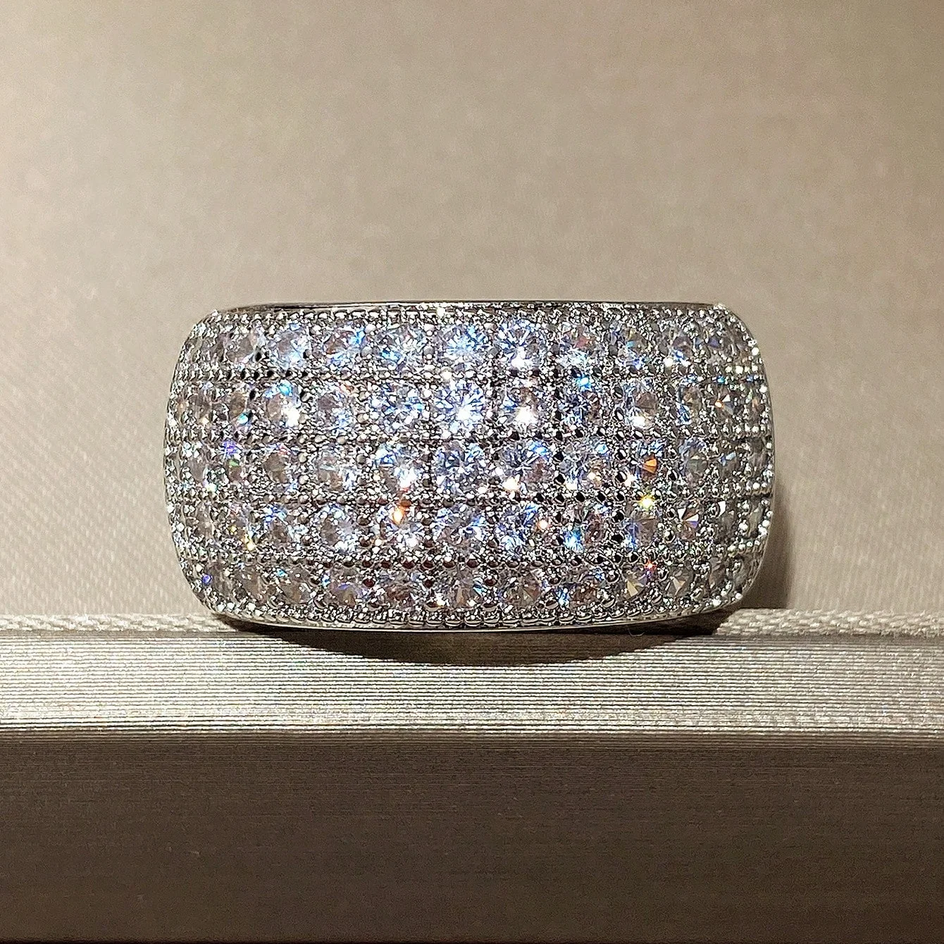 1pc Luxury Cubic Zirconia Decor Ring for Women for Wedding Party Jewelry Gifts for Girls