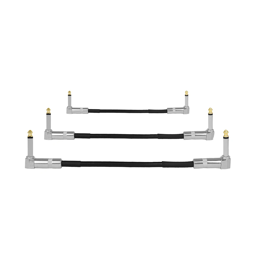 Guitar Effects Pedal Cable 6.35Mm Connecting Wire 30cm Flat Patch Connector Metal Heads Copper Core Cables Guitar Accessories