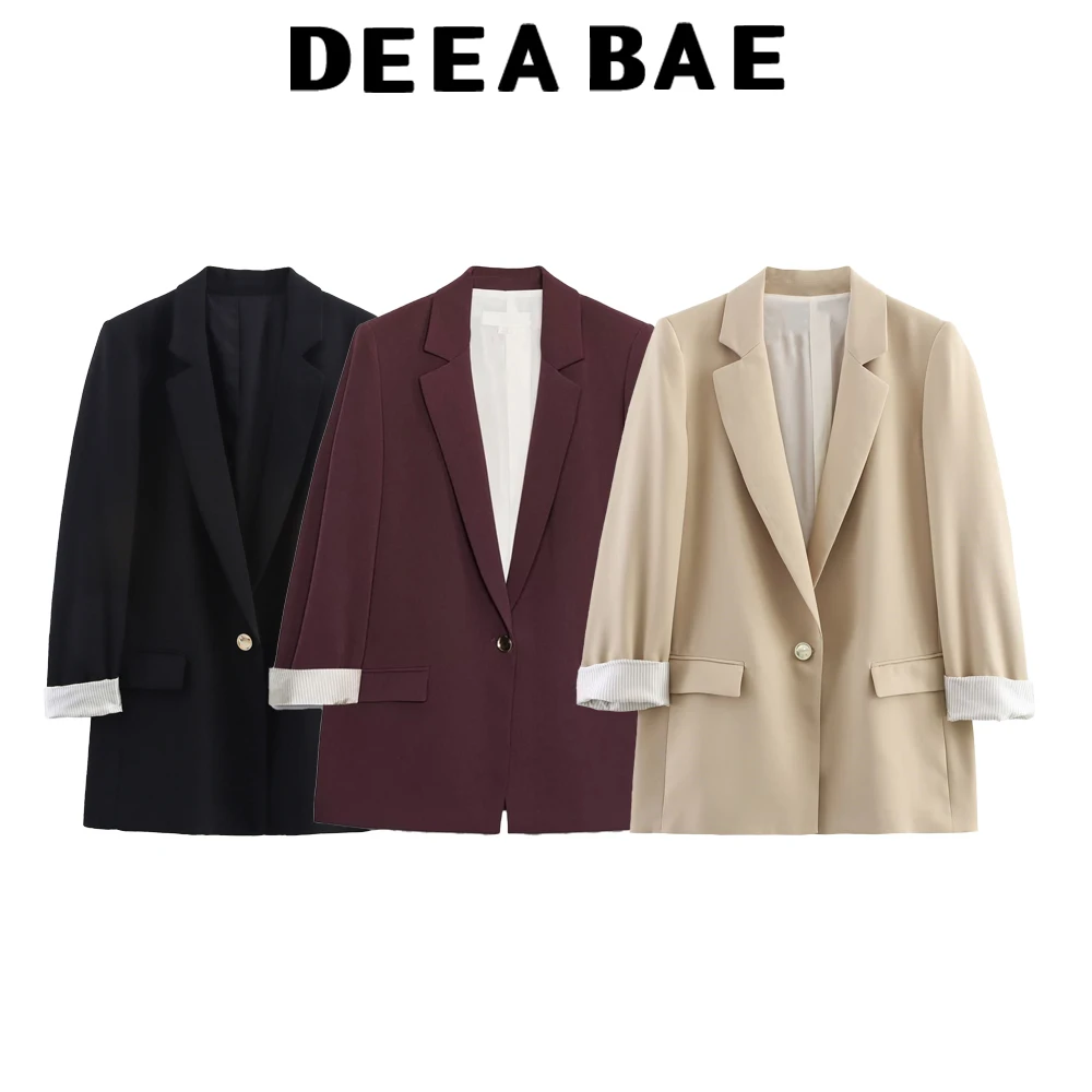 

DEEABAE, новинка осени 2021, высококачественные полосатые брюки с длинными рукавами и закрученными манжетами, брюки с принтом, пиджак с ногами