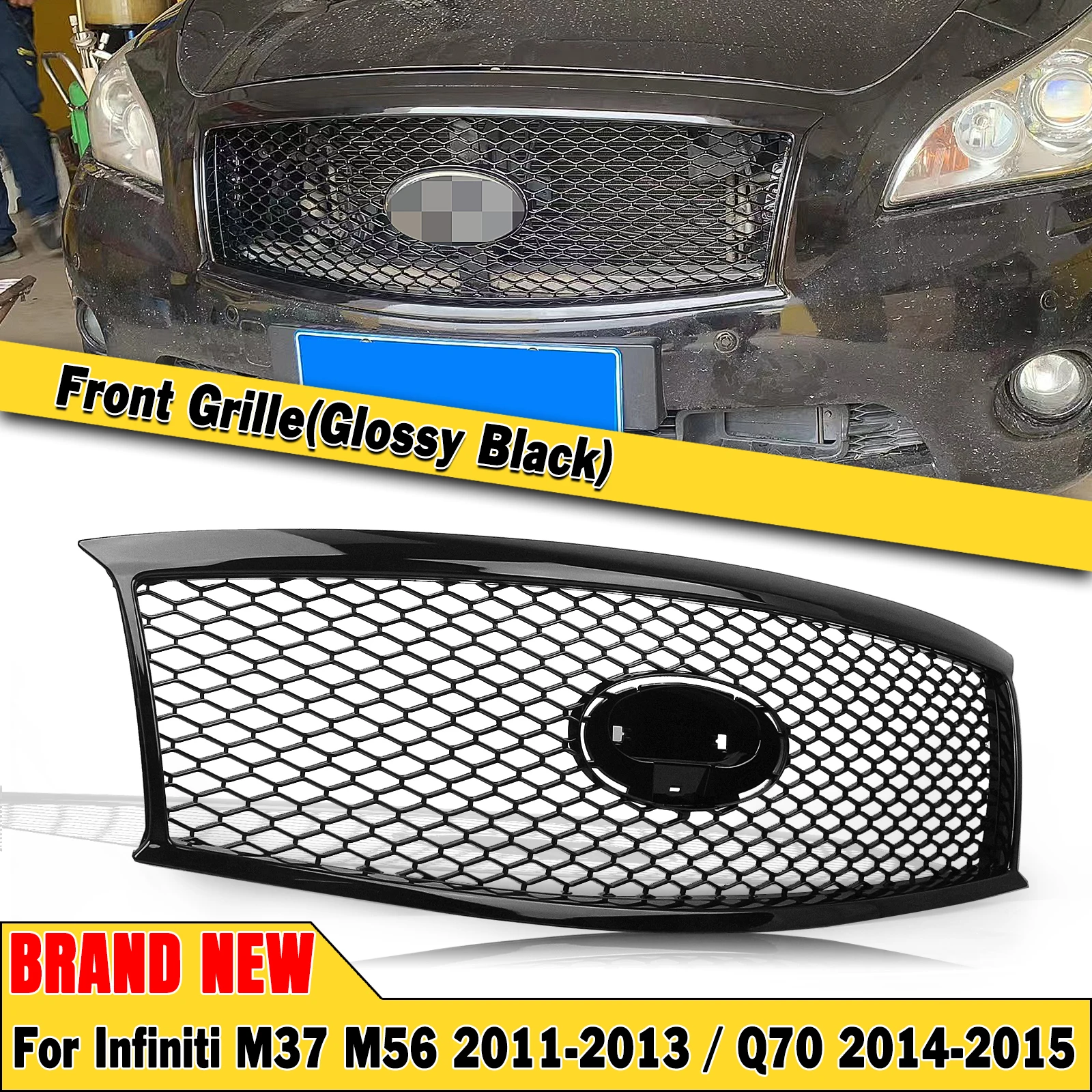 Racing Grill Front Grille For Infiniti M37 M56 2011-2013 Q70 2014-2015 Car Upper Bumper Mesh Replacement Part