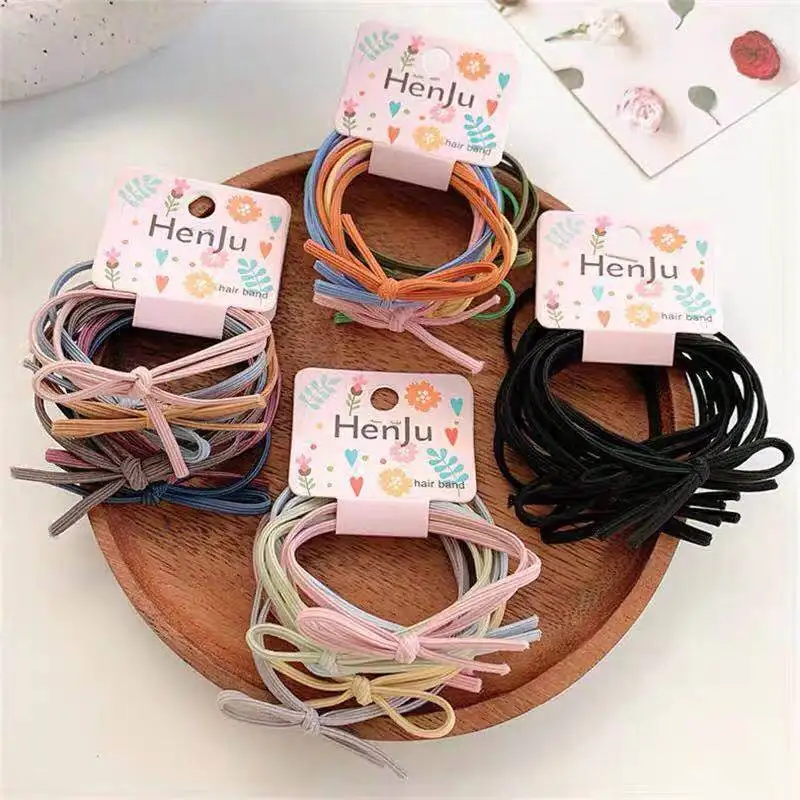 Women Colorful Sweet Head Hair Rope Solid Rubber Bands Scrunchies Elastic Hair Bands Girls Simple Ponytail Holder Ties Headwear