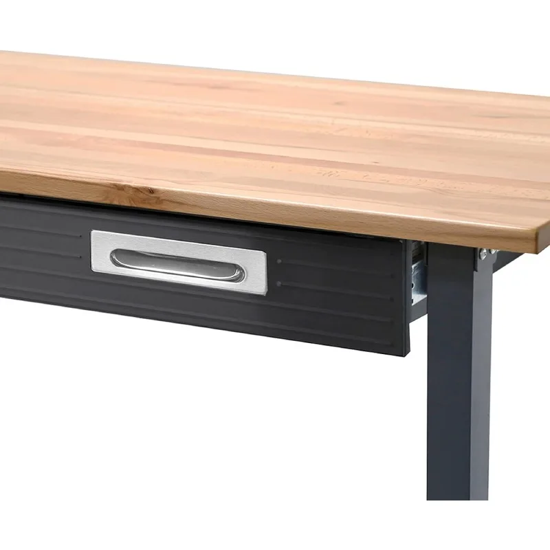 Seville Classics UltraGraphite Wood Top Workbench on Wheels with Sliding Organizer Drawer Table, 48", Satin Graphite