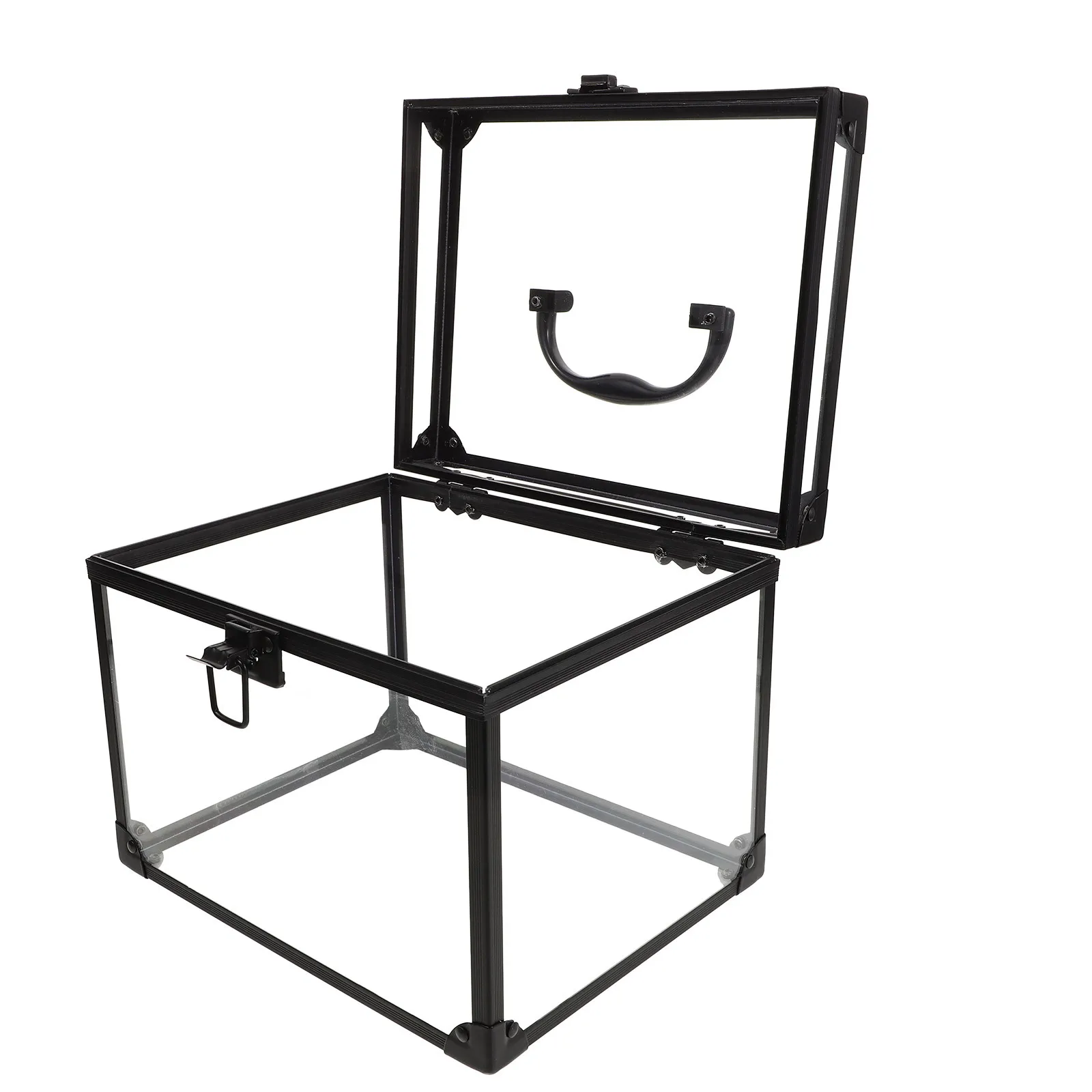 

Clear Makeup Storage Box with Lock Large Transparent Travel Jewelry Organizer for Cosmetics Accessories Crown Display Portable