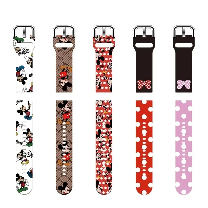 Disney Mickey Anime Printed Strap for Samsung/Huawei/Huami/Jiaming/LG/OPPO/Tiwatch Watch Bands Bracelet Silicone Sports Fitness