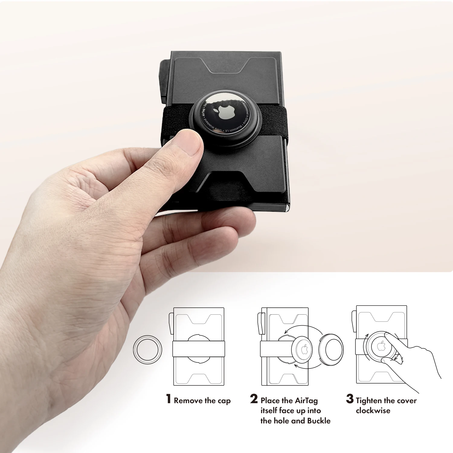 محفظة AirTag المعدنية الذكية للرجال: حامل نحيف، حجب RFID، تصميم بطاقة منبثقة بسيطة - ملحق تتبع آمن