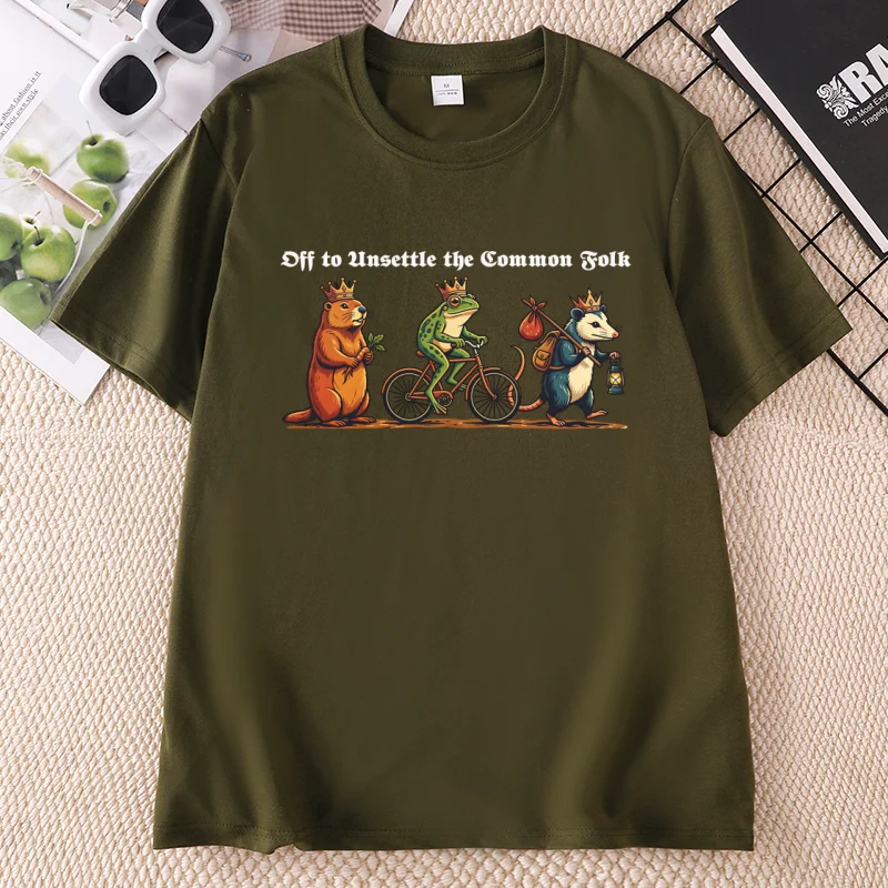 Funny Frog Opossum Groundhog Meme T Shirt Men Women Humor Tee Cotton Short Sleeve Round Neck Printed Tshirt Unisex Clothing