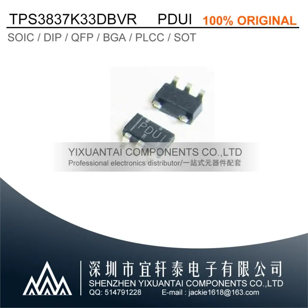 10pcs/lot TPS3837K33DBVR  TPS3837K33DBV  TPS3837K33 Marking:PDUI  IC SUPERVISOR 1 CHANNEL SOT23-5 New Original