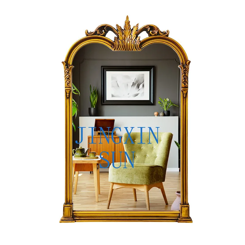 Special-shaped bathroom mirror French retro mirror wall-mounted porch fireplace decorative mirror washstand bathroom dressing