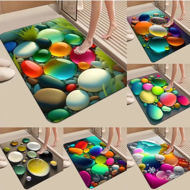 Stereoscopic Vision Door Mat Living Room Color Goose Soft Stone Decoration Carpet Living Room Dirt Resistant Rug Home Decoration