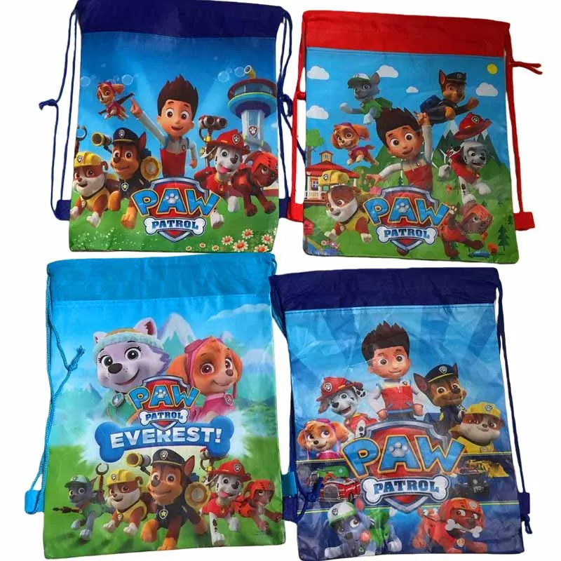 Paw Patrol Chase Anime Borsa con coulisse in tessuto non tessuto Cartone animato Kawaii Borsa regalo per festa di compleanno Divertente borsa a tracolla per bambini Regali