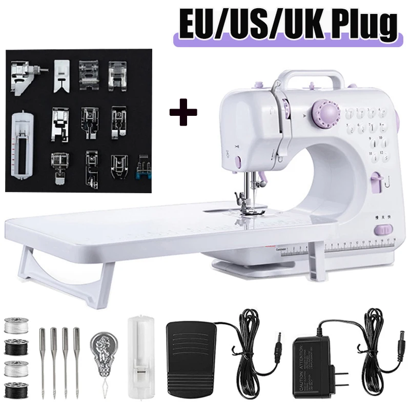 

Portable Sewing Machine Mini Electric Household Crafting Mending Overlock 12 Stitches with Presser Foot Pedal Beginners