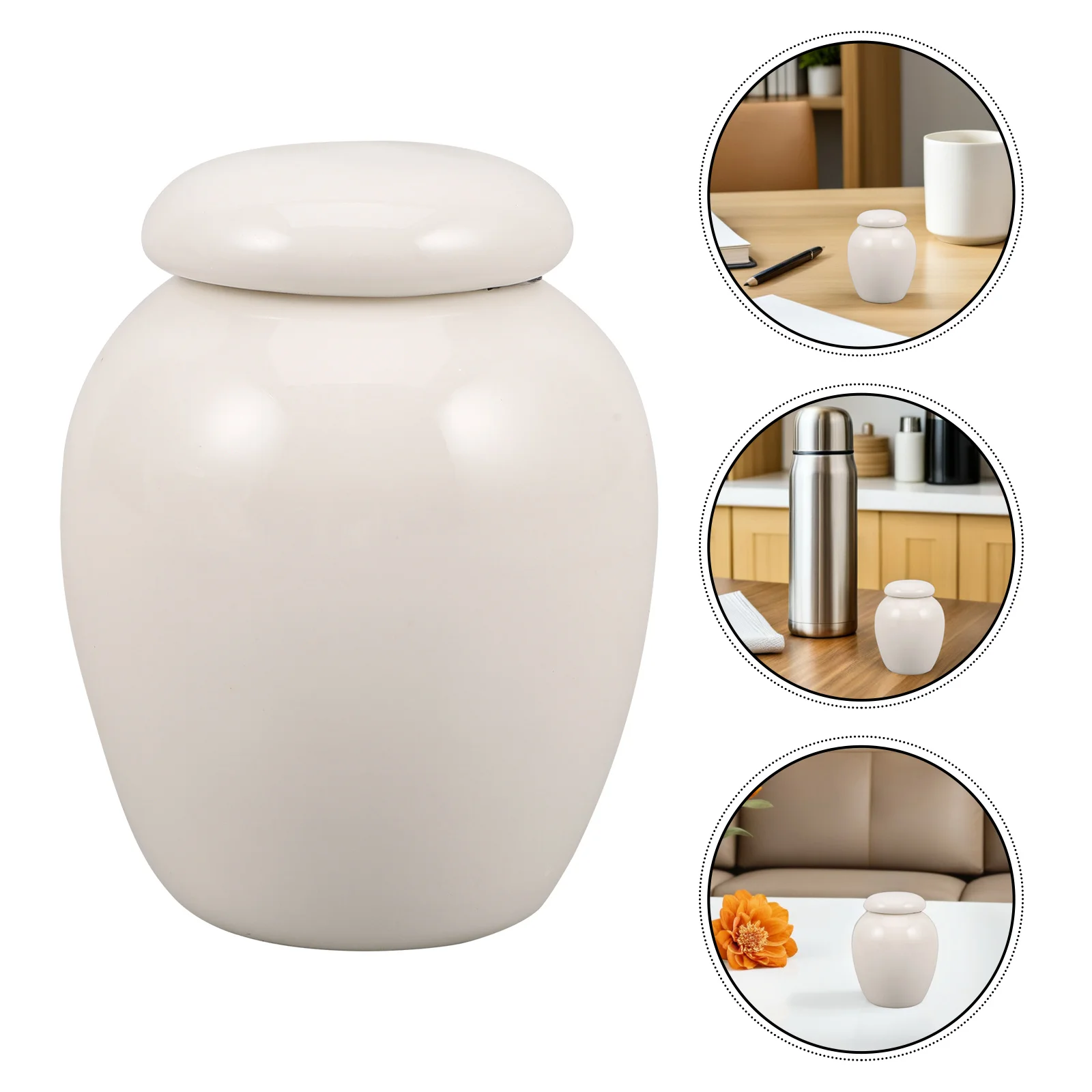 

Ceramic Tea Canister Porcelain Kitchen Storage Container Airtight Lid Loose Tea Jar Food Storage Canister White