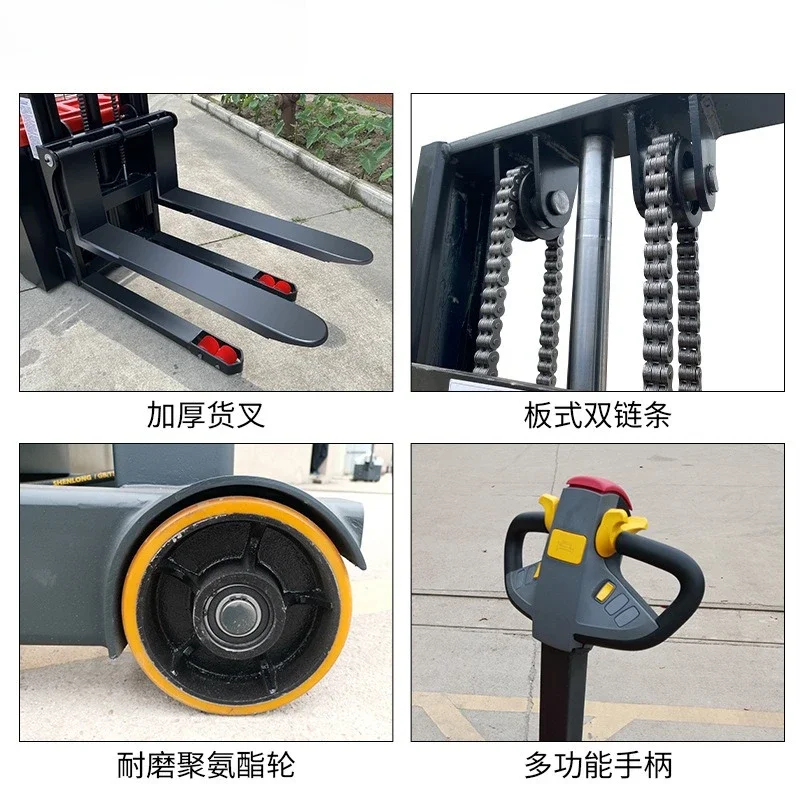 1.5 tons all-electric stacker electric forklift hydraulic lift loading and unloading truck 2 tons battery lift stacking forklift