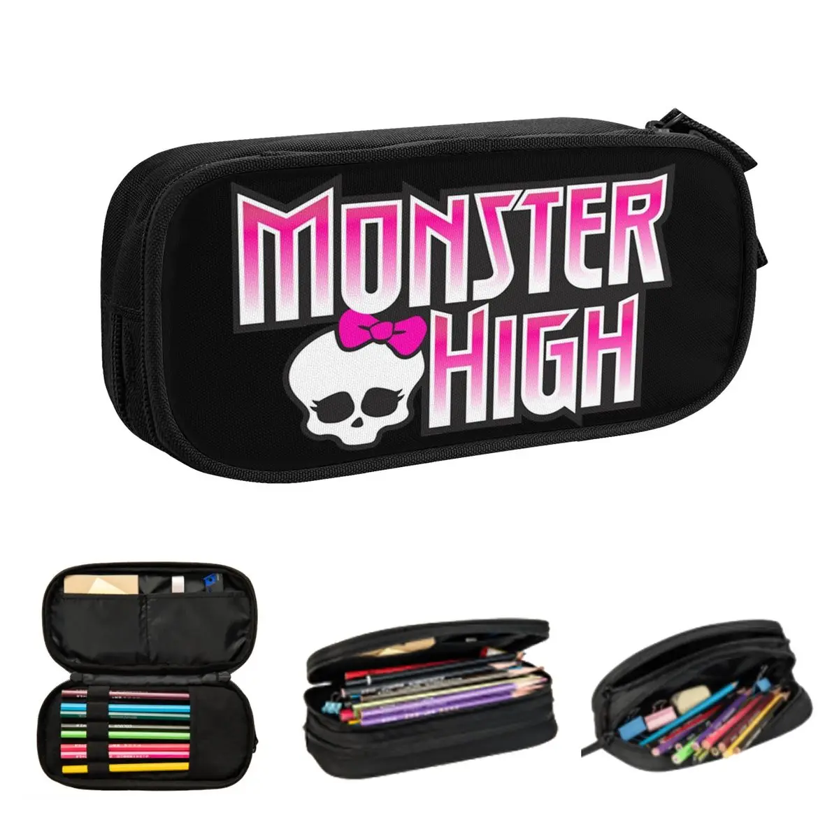 

Monster High Doll Pretty Pink Pattern Pencil Cases Large Storage Pen Bags Pen Box Pencil Pouch For Boys Girls Stationery School