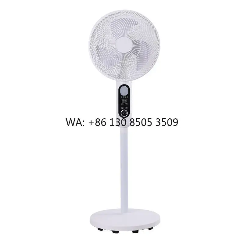 

Portable 14 Inch White Air Cooling Electric Standing Fan Rechargeable and Solar Powered with Remote Touch Control for Home Use