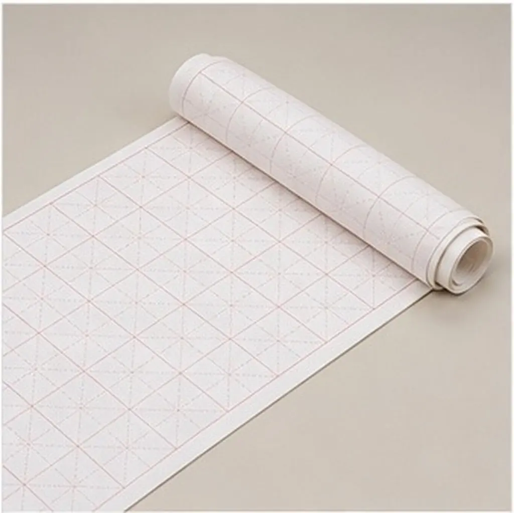 50Pcs Calligraphy Rice Paper Sheets Xuan Paper Semi-Raw Processing Grid Pattern White Surface Bamboo Pulp Ink Control Beginners