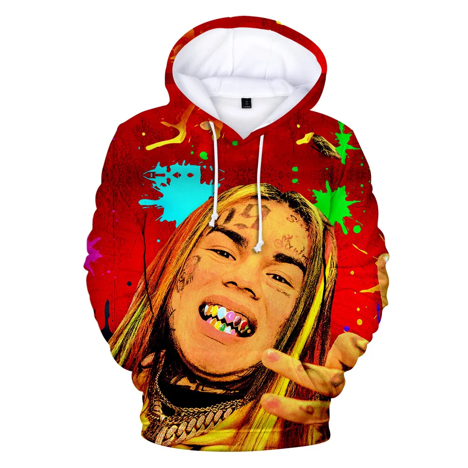 6ix9ine 3D Аниме толстовка хип-хоп рэпер Tekashi 69 мужские толстовки с капюшоном и свитшоты Детская уличная одежда мужской пуловер зимняя Толстовка