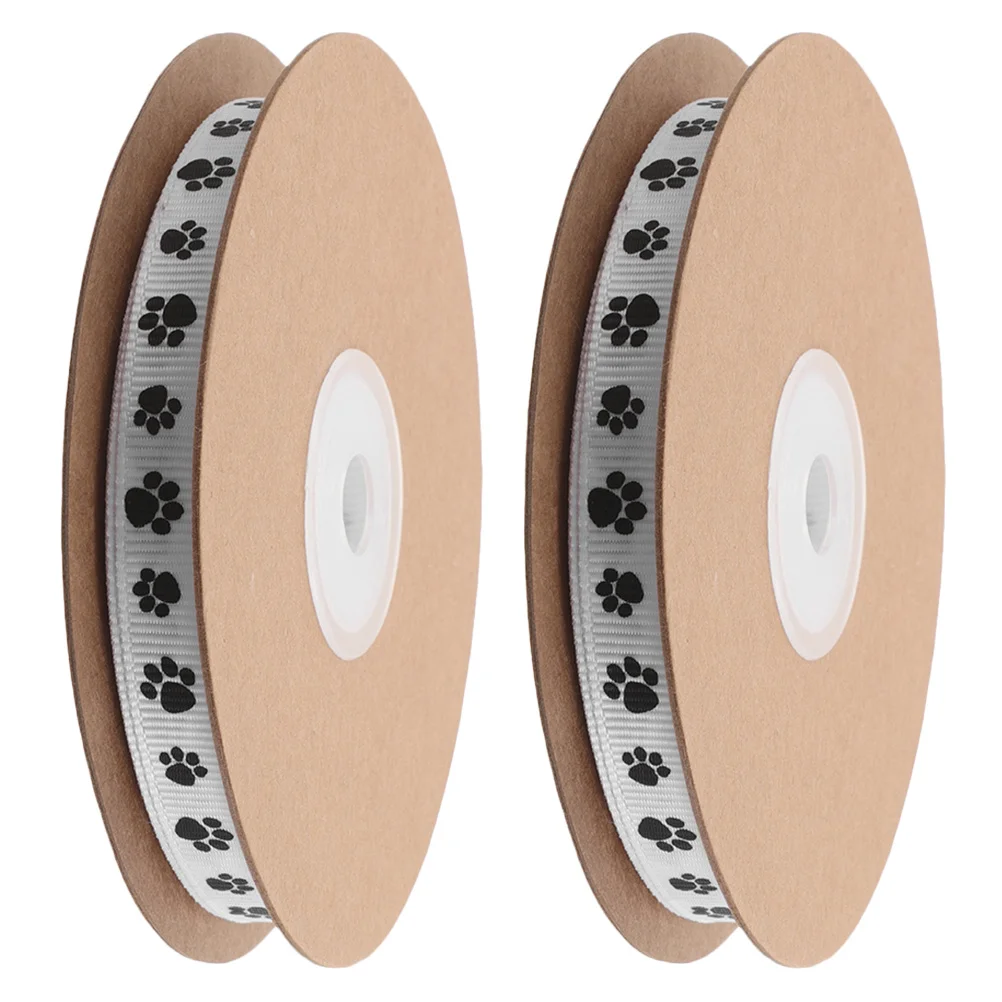 

2 Paw Ribbon Black White Print Durable Polyester Ribbon for Pet Crafting DIY Animal Themed Party Decorations