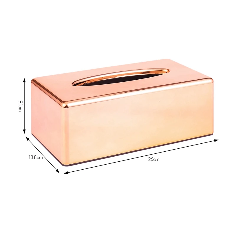 2X Paper Rack Elegant Royal Rose Gold Car Home Rectangle Shaped Tissue Box Container Napkin Tissue Holder