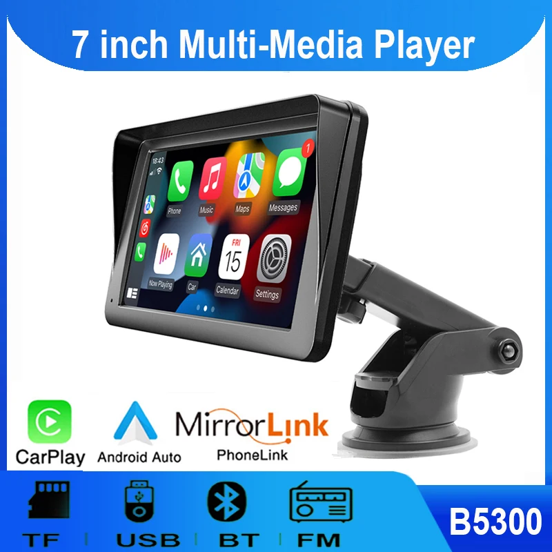 

7 Inch Multimedia Player Screen WIFI Video Carplay & Android Auto & Mirror Link Support Parking Rear Camera for IOS Android