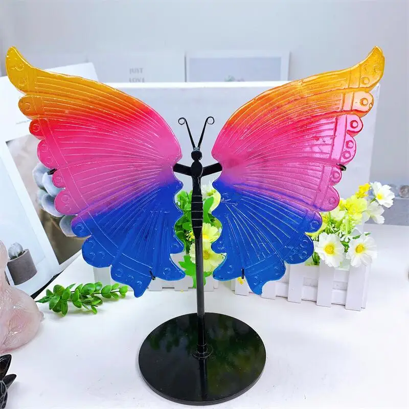 

Natural Aura Quartz Butterfly Wings Large Size Crystal Crafts Healing Gemstone Girl Birthday Present Home Decoration 1pair