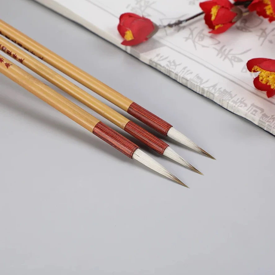 Fine Brushwork Outline Mixed Hair Brush | Long Tip for Chinese Flower & Bird Painting | Complete Set for Calligraphy Detail Art