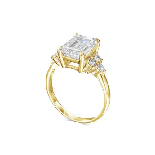 Diamond Ring VS1 Color F Emerald Cut 3.30 Carat Lab-created Diamond CVD HPHT 14k White Gold