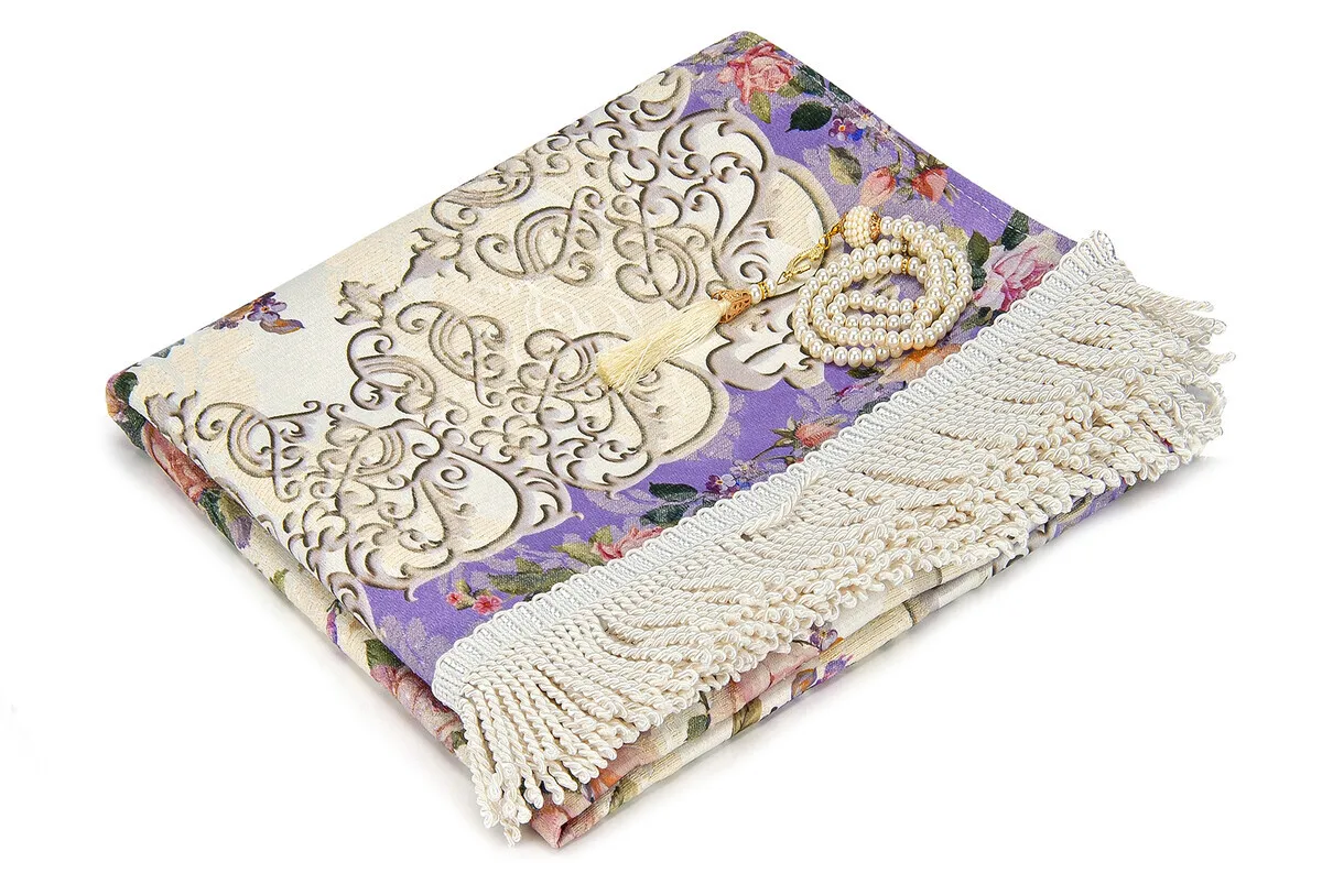 FLOWER PATTERN of OTTOMAN MOTIF WITH LIMIT SÖNİL Prayer RUG LILAC Muslim Islam Sheet Prayer Mat Holy Quraan Islamic Mats