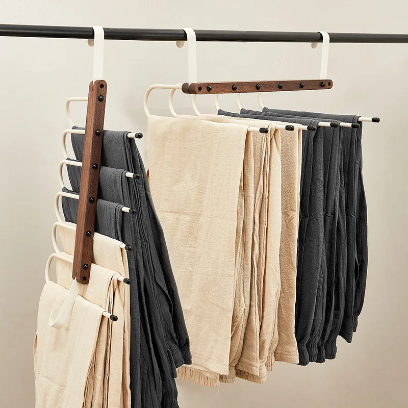 Folding pants rack multifunctional multi-layer scarf tie hanger household non-marking pants clip closet storage