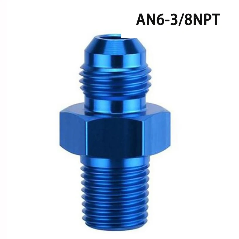 Black Aluminum Flare Male -6AN to 3/8 NPT Male Hose Fitting Adapter, 6AN to 3/8NPT Union Fuel Oil Line Pipe Connector