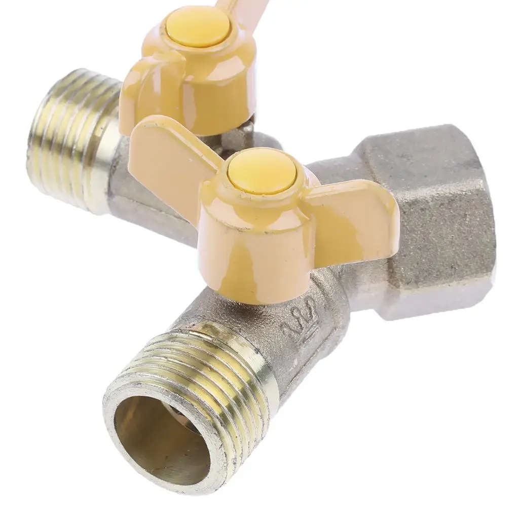 Brass Y Piece Joiner Gas Hose Adapter Three-way Shutoff Ball Valve for LPG Oxygen Gas Network