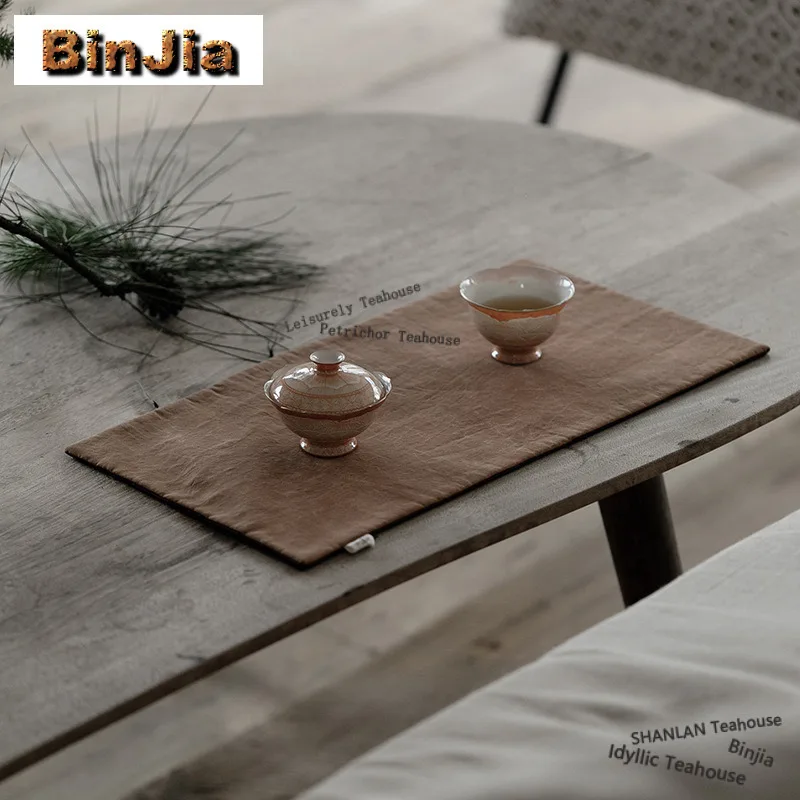 

Двусторонние водонепроницаемые коврики из хлопка и льна для чайного стола, подставка для древних напитков, коврик для обеденного стола, аксессуары для ча, украшение, подарок