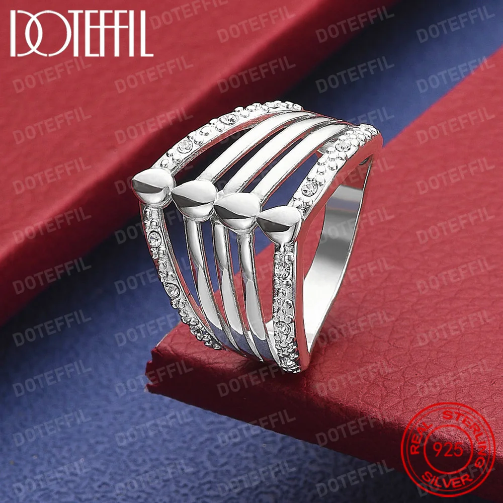 925 Sterling Zilver AAA Kristal Vijf Lijnen Ring Voor Vrouwen Man Mode Bruiloft Verlovingsfeest Gift Charm Sieraden