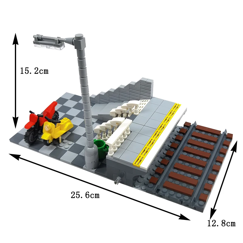 MOC Model Train Track Station Platform Building Blocks  High-tech Bricks Parts Traffic Hinge City GTC Ornament Toys for Children