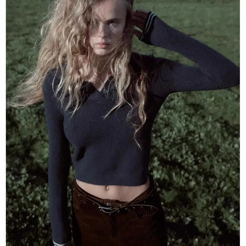 

Comfortable Knitted Long Sve Ne Sweater New Autumn Winter Women's Faion College Sle Versatile Polyester Fiber