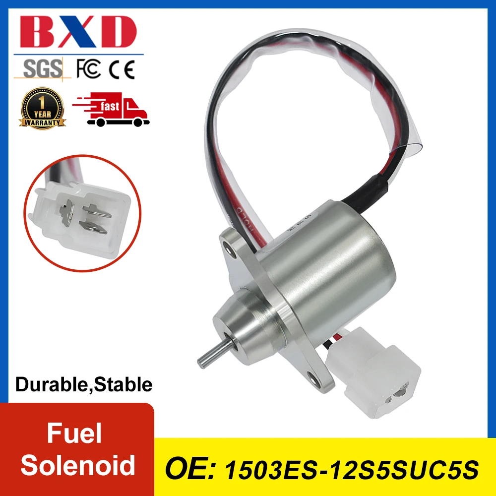 12V Fuel Solenoid 1503ES-12S5SUC5S SA-5190-12 SK-1043-58 6281-910-011-00 For Iseki E3CD E3CE E3CF E3CG E3CD-T E3CC TG5330E4