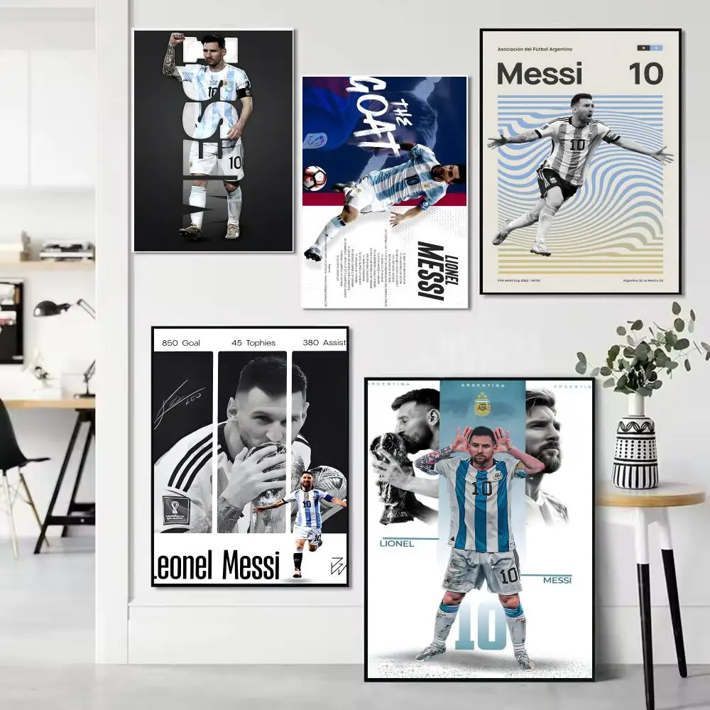 Athlete L-Lionel Messi Poster Unframed Canvas Artwork for Bedroom Living Room Bathroom Wall Decor