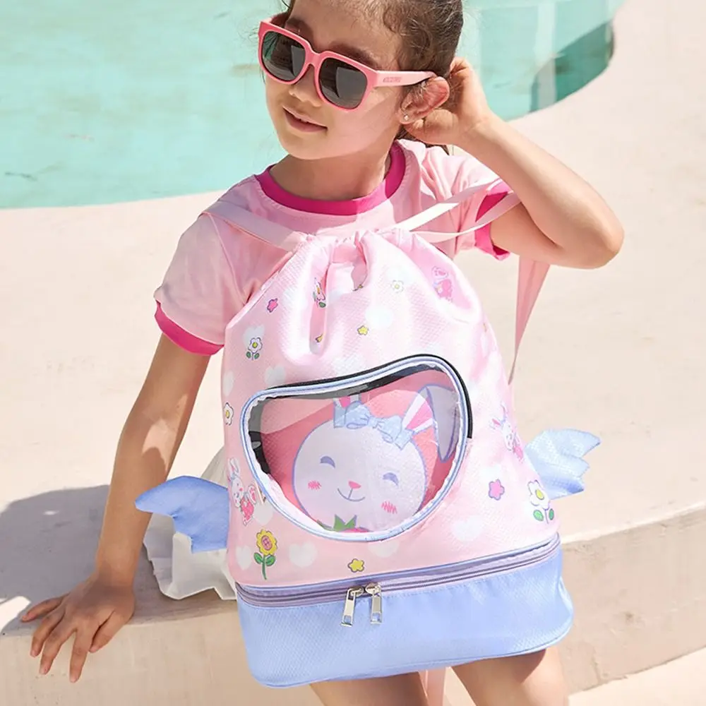 Durable Dry Wet Separation Swimming Bag Cute Cartoon Waterproof Storage Bag Large Capacity Multi-Purpose Gym Pouch Children