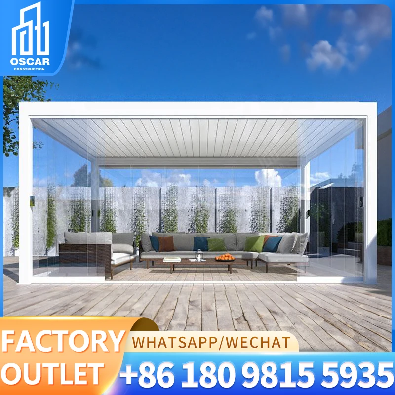 Anlike Foshan Electric Canopy Wall Mounted Pavilion Motorized Patio Gazebo Canopy Pergola Aluminium Outdoor